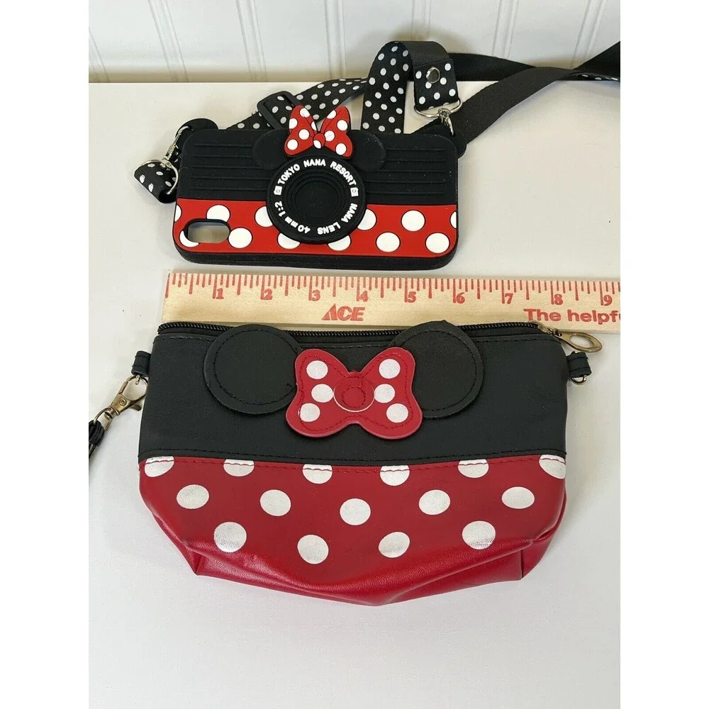 Minnie Mouse/Disney Lot. Camera Case for‎ iPhone XR W/ Lanyard & Minnie Wristlet